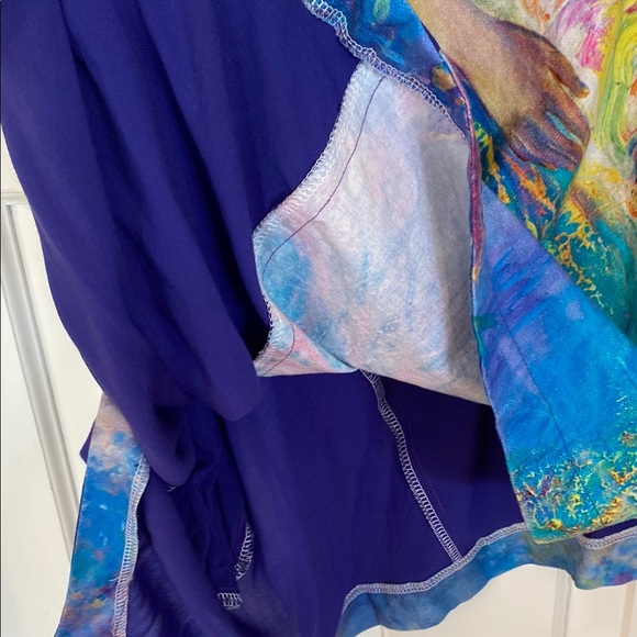 Handmade Asymmetrical Fairy Print Graphic Tunic  3/4 Sleeves Whimsical Festival - Picture 7 of 8